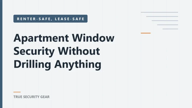 Title card: Apartment Window Security Without Drilling Anything, True Security Gear