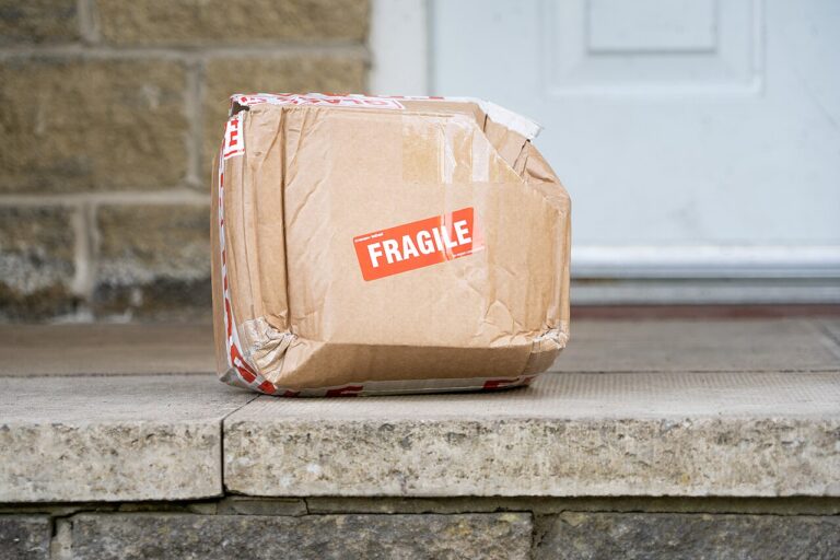 Damaged parcel left at a doorstep